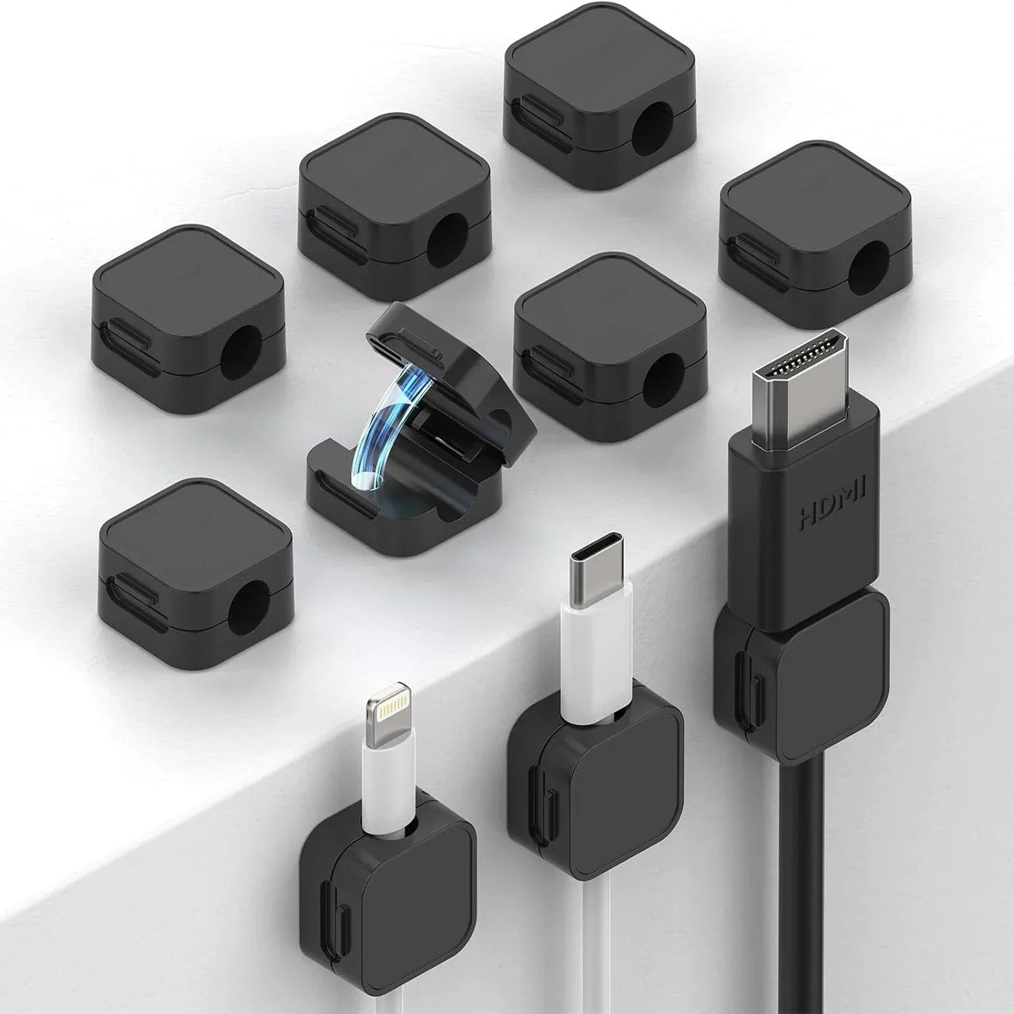 Magnetic Cable Clips – Adhesive Cord Organiser for Desk & Home