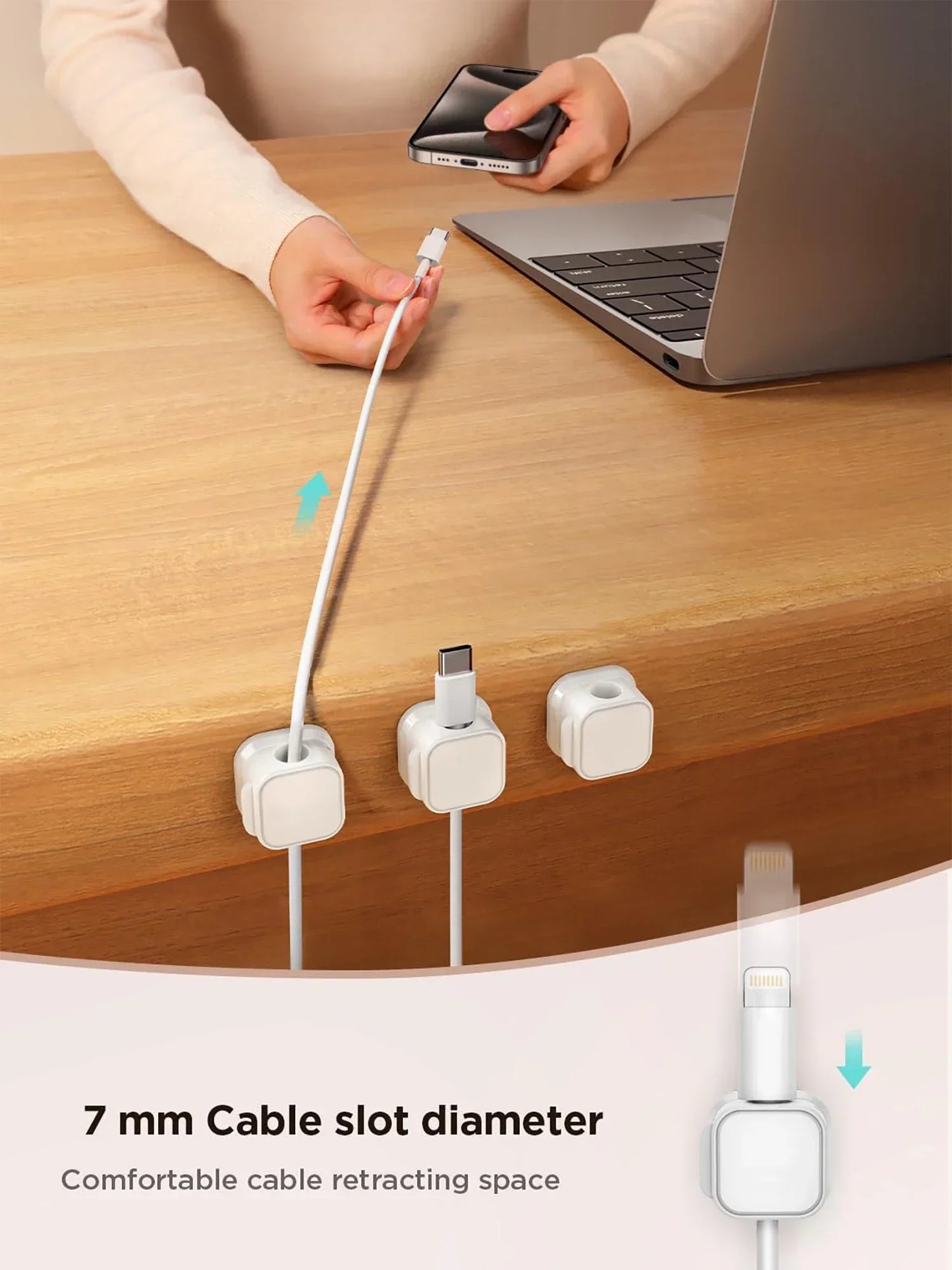 Magnetic Cable Clips – Adhesive Cord Organiser for Desk & Home